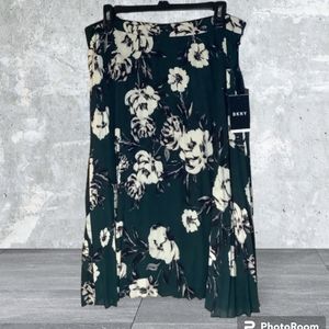 DKNY Women's Floral-Print Pleated‎ Midi Skirt sz 14p